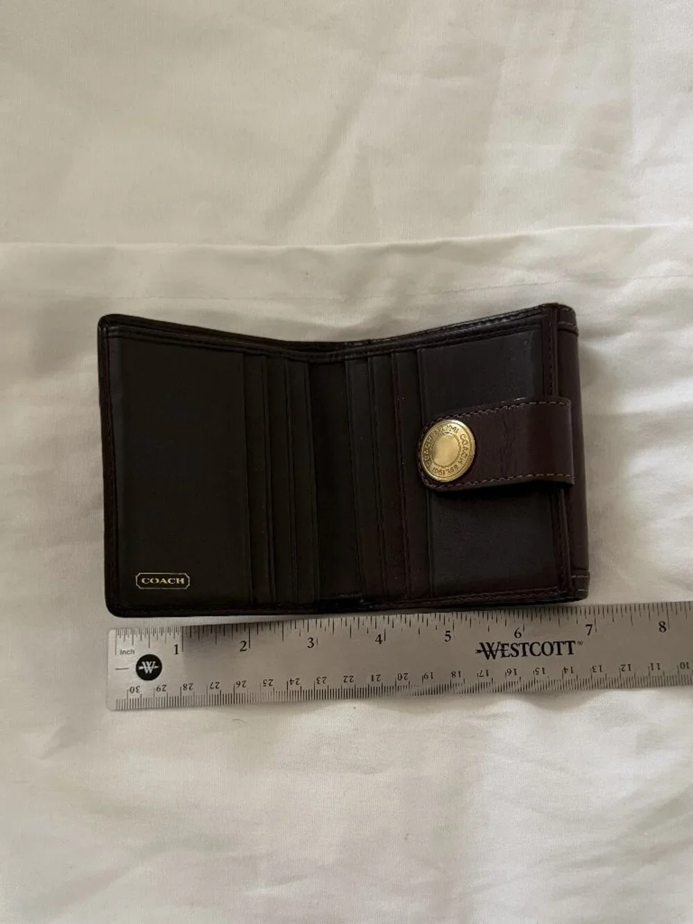 Coach Dark Brown Leather Canvas Wallet